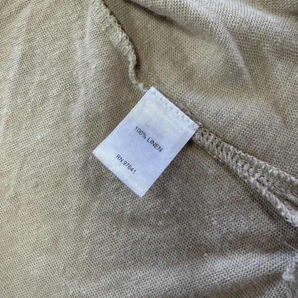 J.Jill Love Linen Cardigan Womens Large Petite Tan Open Front Ruched Sleeves - Picture 4 of 7